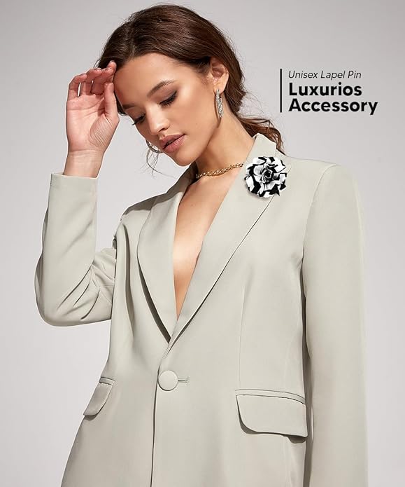 Vittorio Vico Unisex Striped Satin Flower Lapel Pin