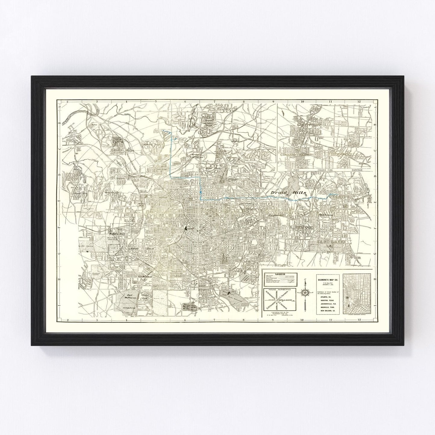 Vintage Map of Atlanta, Georgia 1947 - Concordia Style Boutique