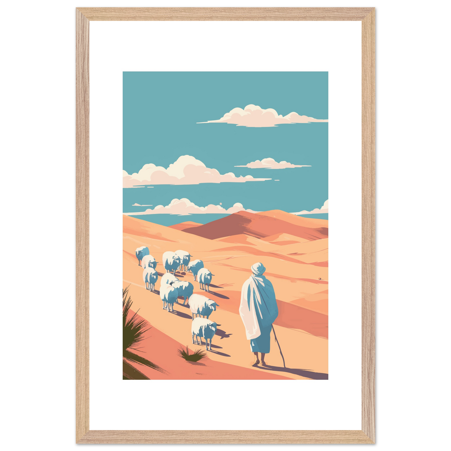 Shepherd Beneath the Desert Sky Framed Art