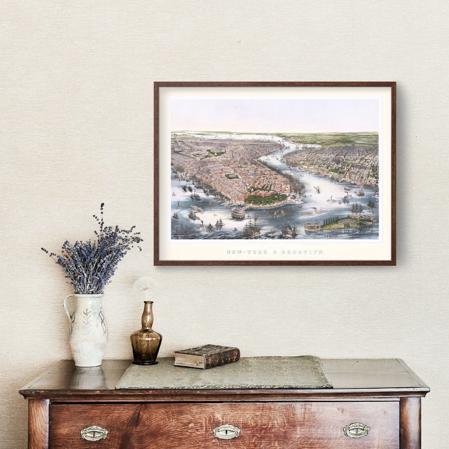 Vintage Map of Brooklyn, New York 1852 - Concordia Style Boutique
