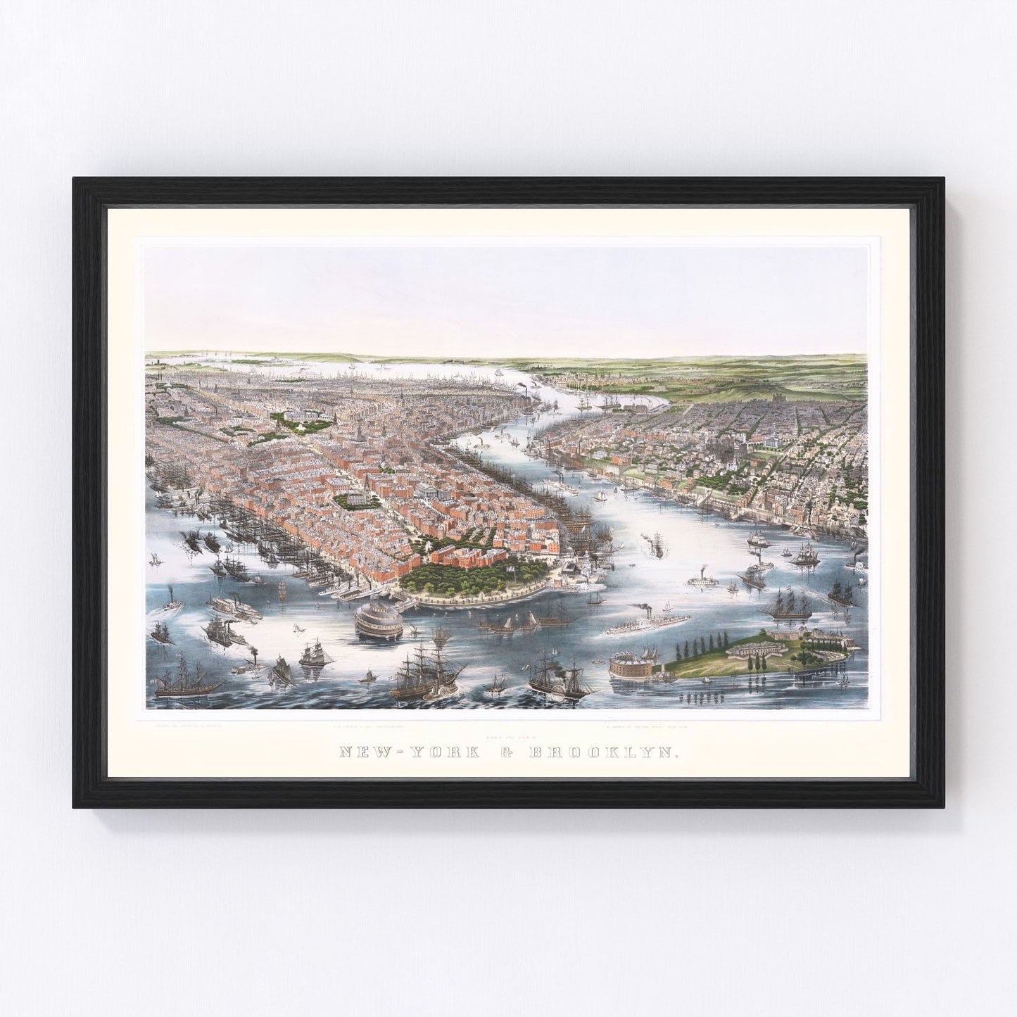 Vintage Map of Brooklyn, New York 1852 - Concordia Style Boutique