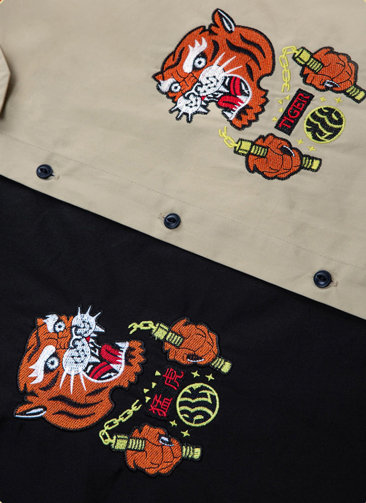 Tiger Warrior Embroidery Shirt - Concordia Style Boutique
