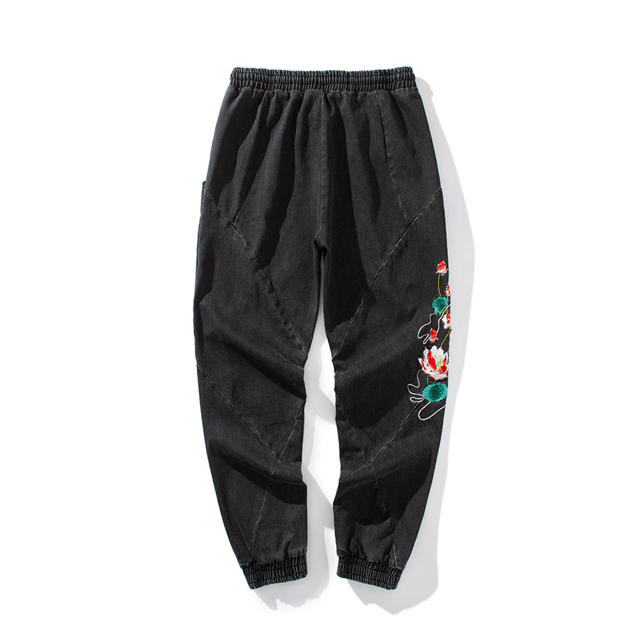 KH7121 Flowers Embroidery Joggers - Concordia Style Boutique