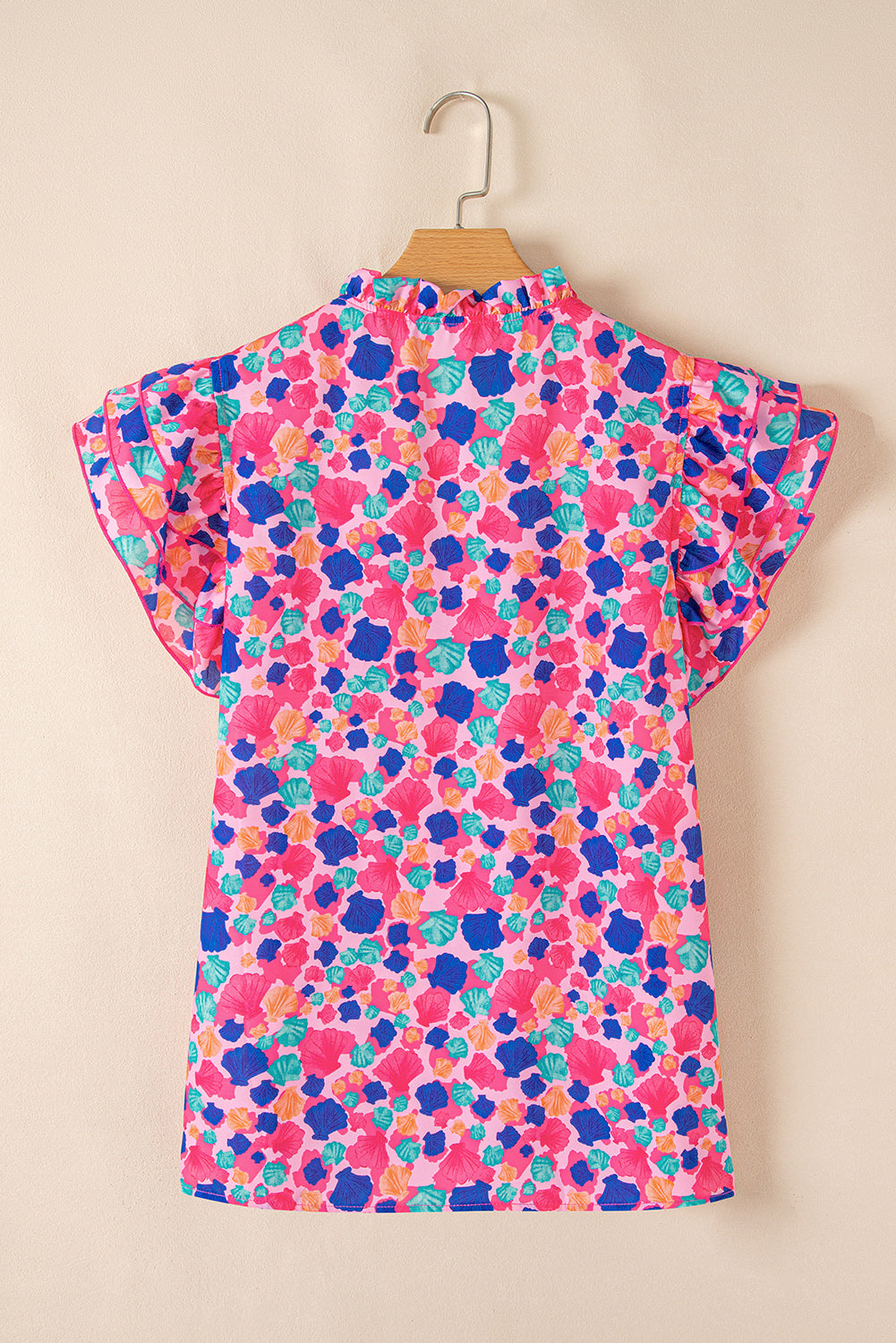 Arlet Abstract Ruffled Sleeve V Neck Blouse - Concordia Style Boutique