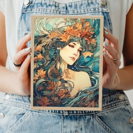 Blue Ladies of the Lake-Set of 8 Decoupage Wood Wall Panels