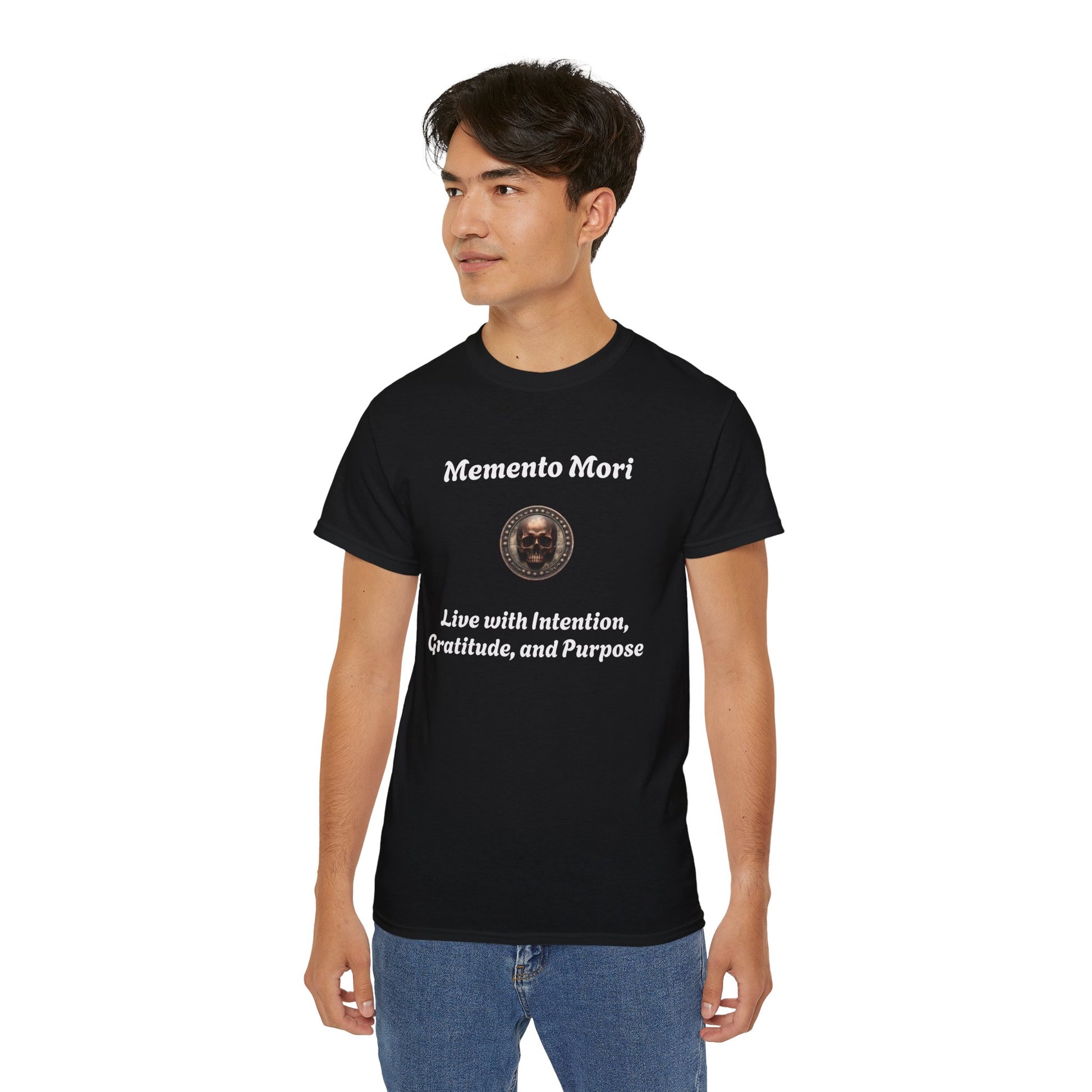 "Memento Mori" Unisex Tee - "Live with Intention, Gratitude, and Purpose" - Premium T-Shirt from Concordia Style Boutique - Just $19.23! Shop now at Concordia Style Boutique