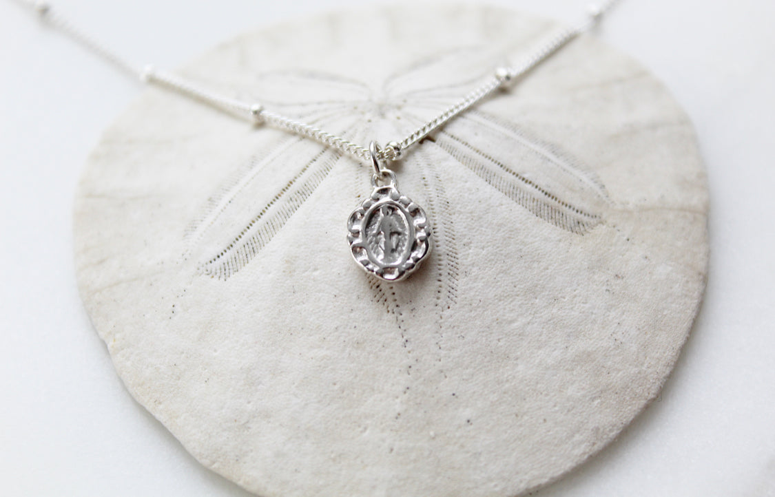 Tiny Miraculous Medal Necklace in 925 Sterling Silver