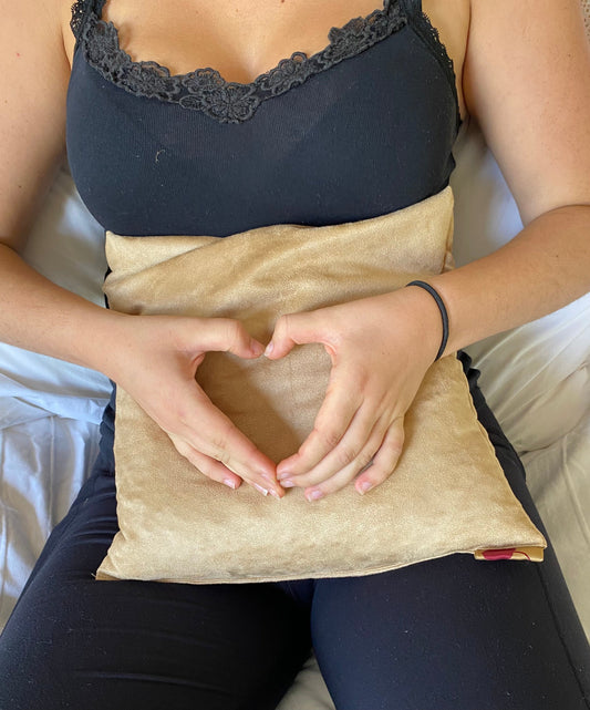 Large Square Cherry Stone Pillow in Tan Ultra-Suede