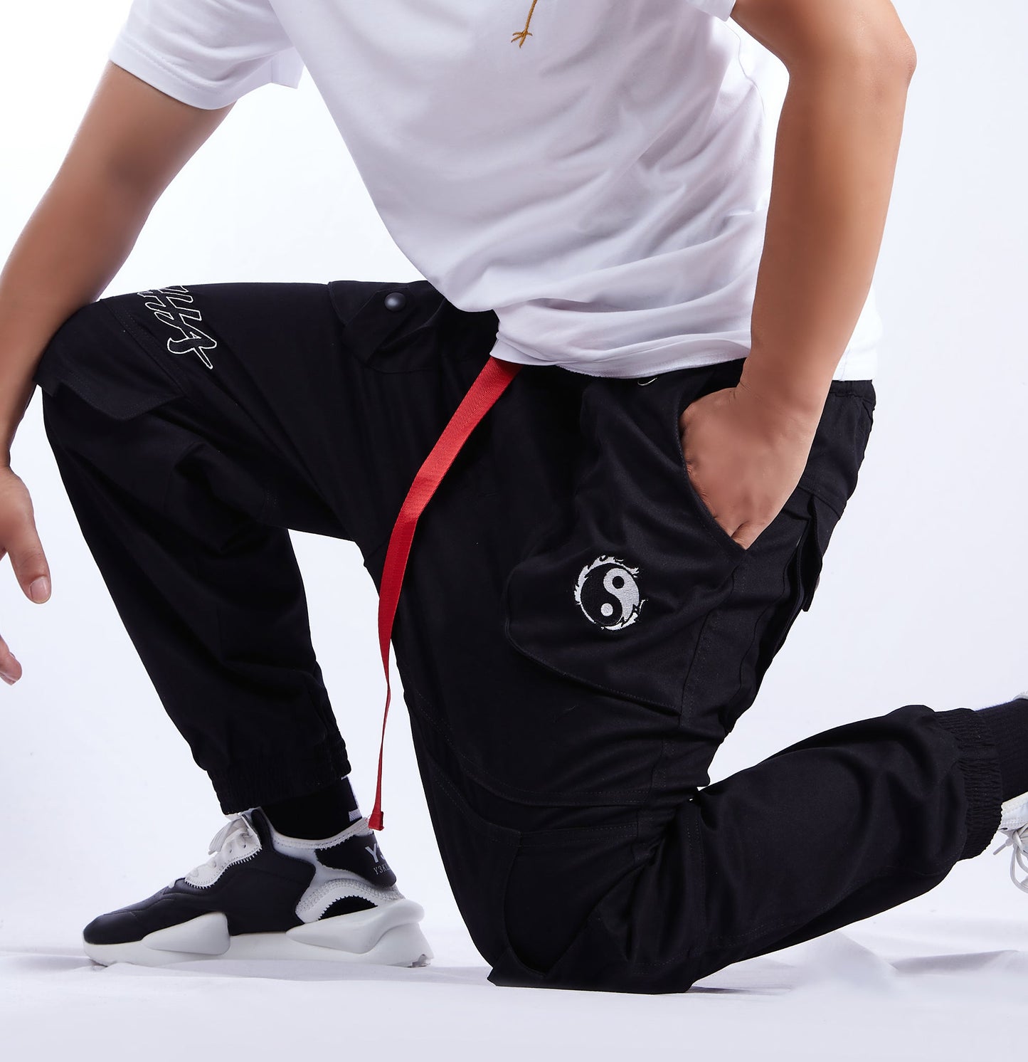 IBP332 Yin Yang Black Cargo Pants - Concordia Style Boutique