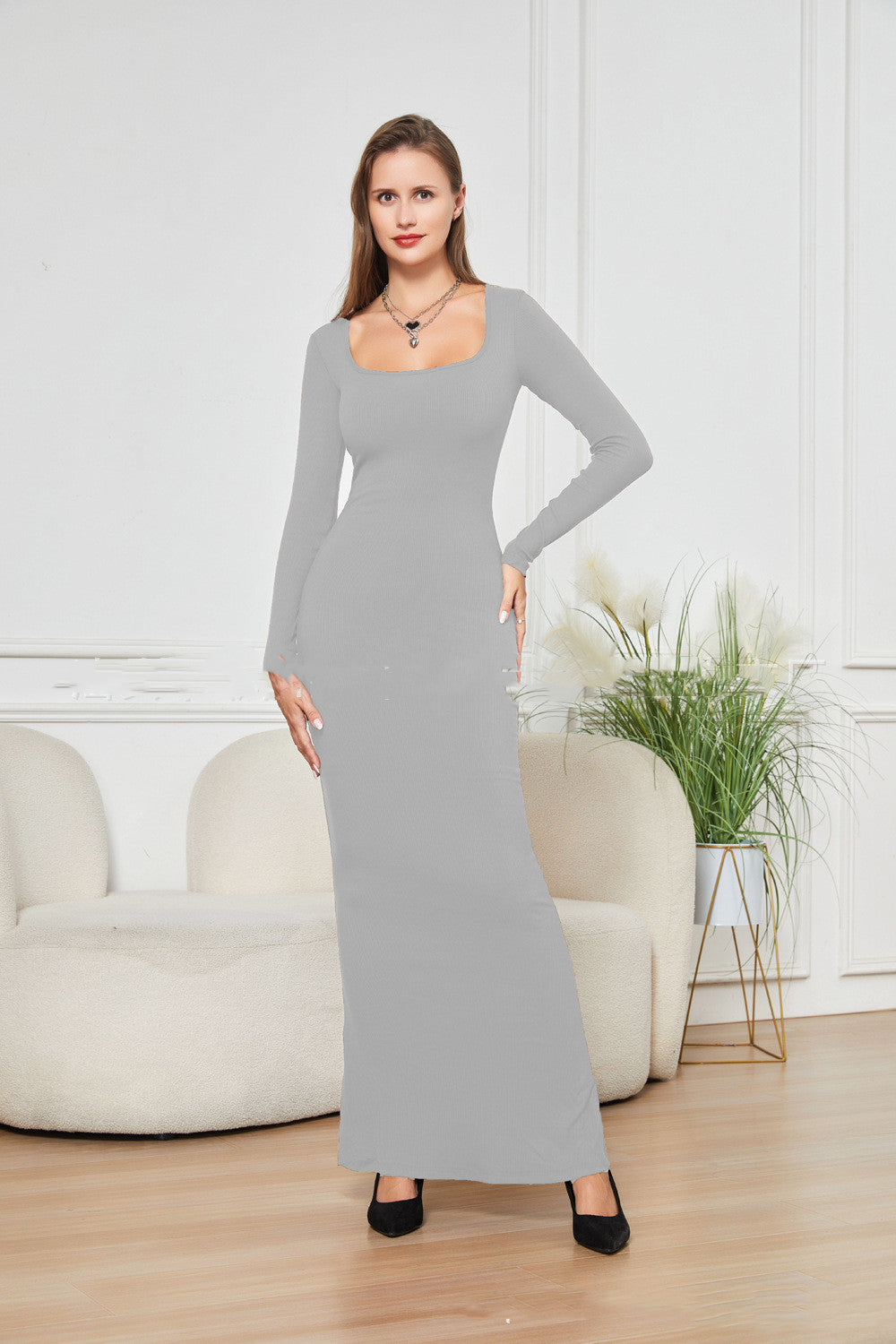 Two-in-one With Lining Double-layer Belly Contracting Hip Lifting Long Sleeve Narrow Dress - Premium dress from Concordia Style Boutique - Just $56.76! Shop now at Concordia Style Boutique