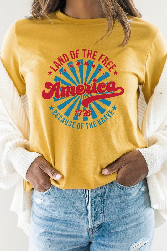 America Land Of The Free Of The Brave Graphic Tee - Concordia Style Boutique