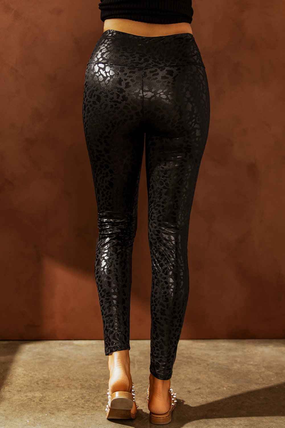 Adelaide Shiny Leopard Textured Leggings - Concordia Style Boutique