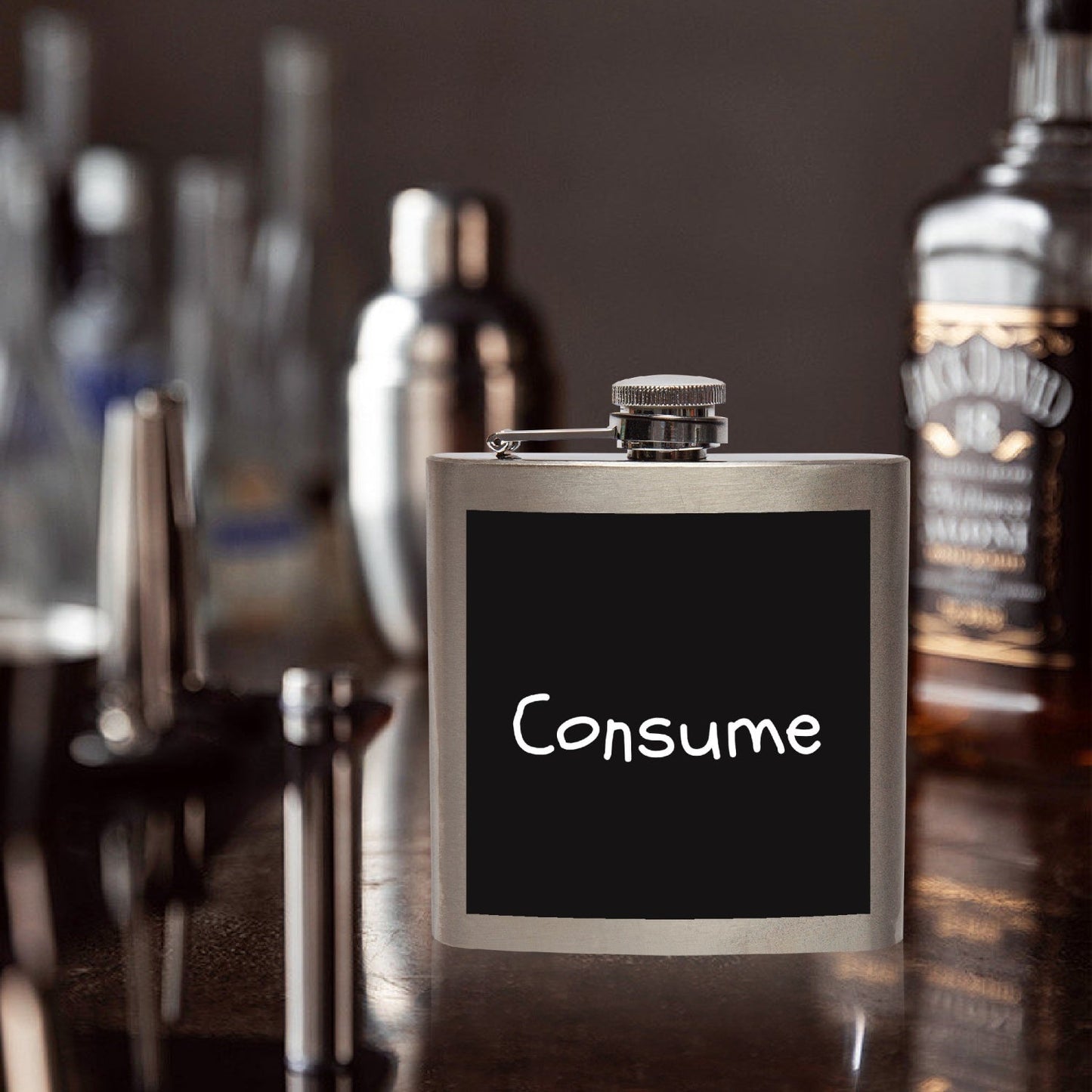 6 oz Stainless Steel Hip Flask - Consume - Premium 6 oz Stainless Steel Hip Flask from Concordia Style Boutique - Just $14.50! Shop now at Concordia Style Boutique