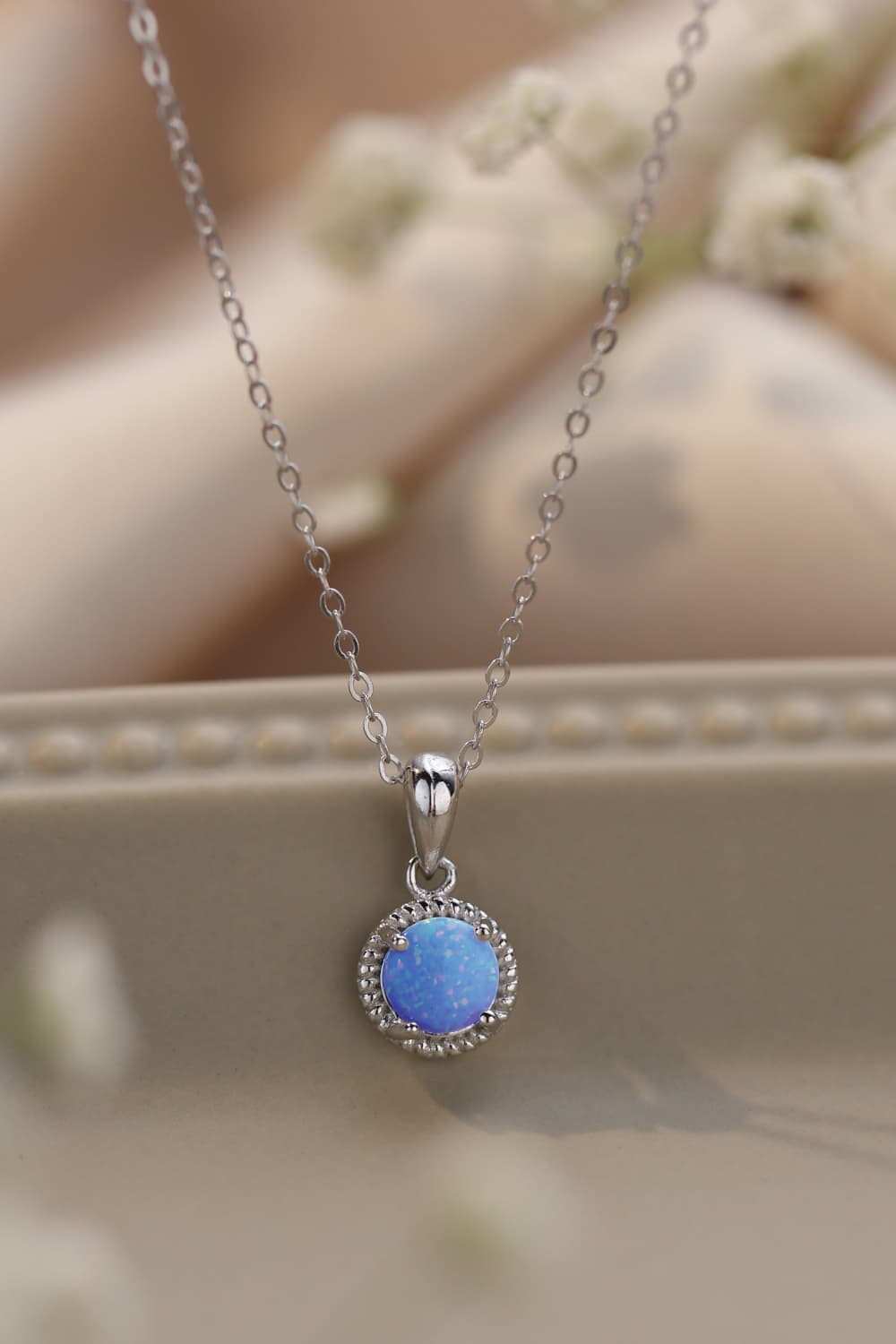 Opal Round Pendant Chain Necklace - Concordia Style Boutique