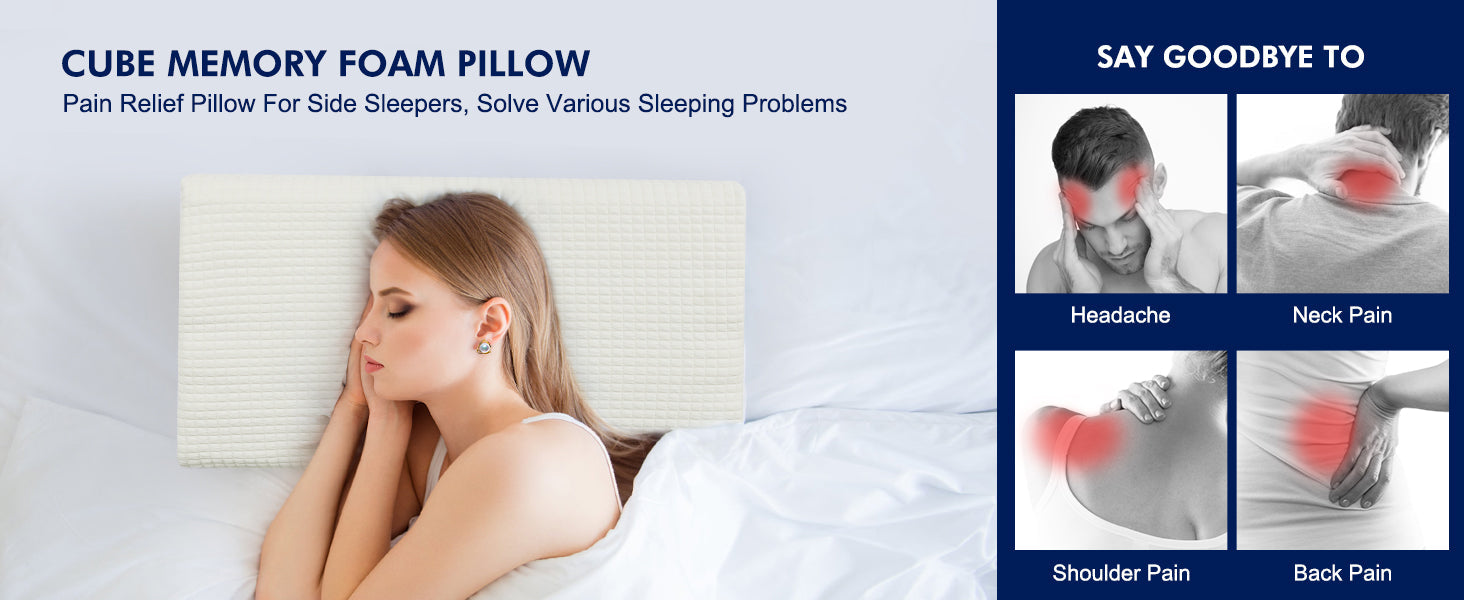 Soft Memory Foam Pillow - Supportive Cube Pillow - Wedge Pillow - Concordia Style Boutique