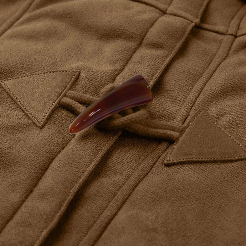 Sherpa-Lined Duffle Toggle Jacket with Hood — Warm Hooded Fleece Coat