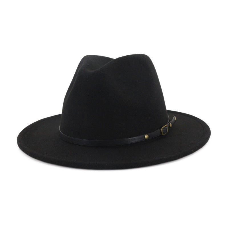 European And American Popular Woolen Top Color Matching Flat Brim Fedora Jazz Hat - Premium hat from Concordia Style Boutique - Just $12.32! Shop now at Concordia Style Boutique