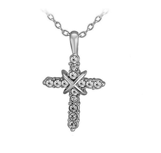 Studded Jesus Cross Necklace Clavicle Chain - Premium necklace from Concordia Style Boutique - Just $13.44! Shop now at Concordia Style Boutique