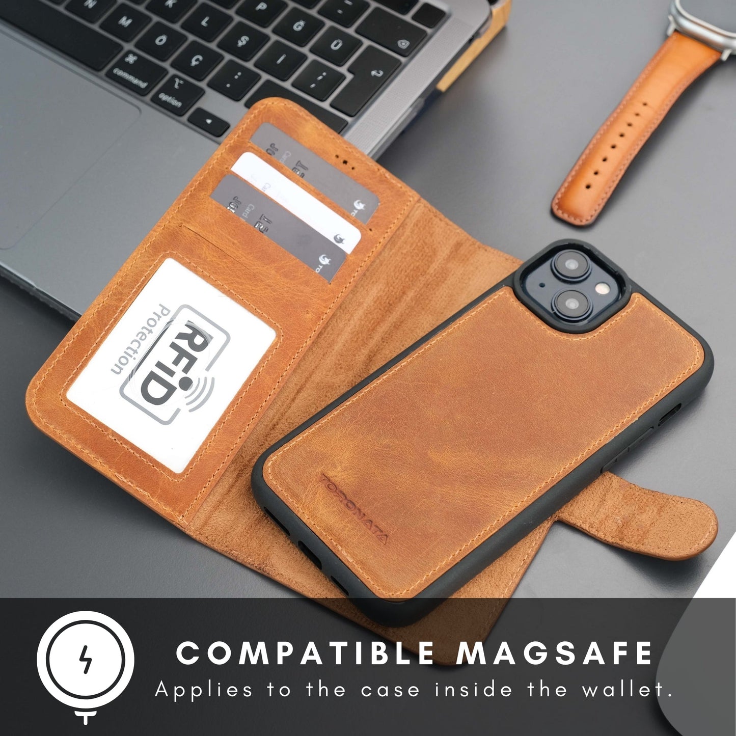 Casper Leather iPhone 15 Wallet Case | Detachable MagSafe Compatible RFID Protection - Concordia Style Boutique