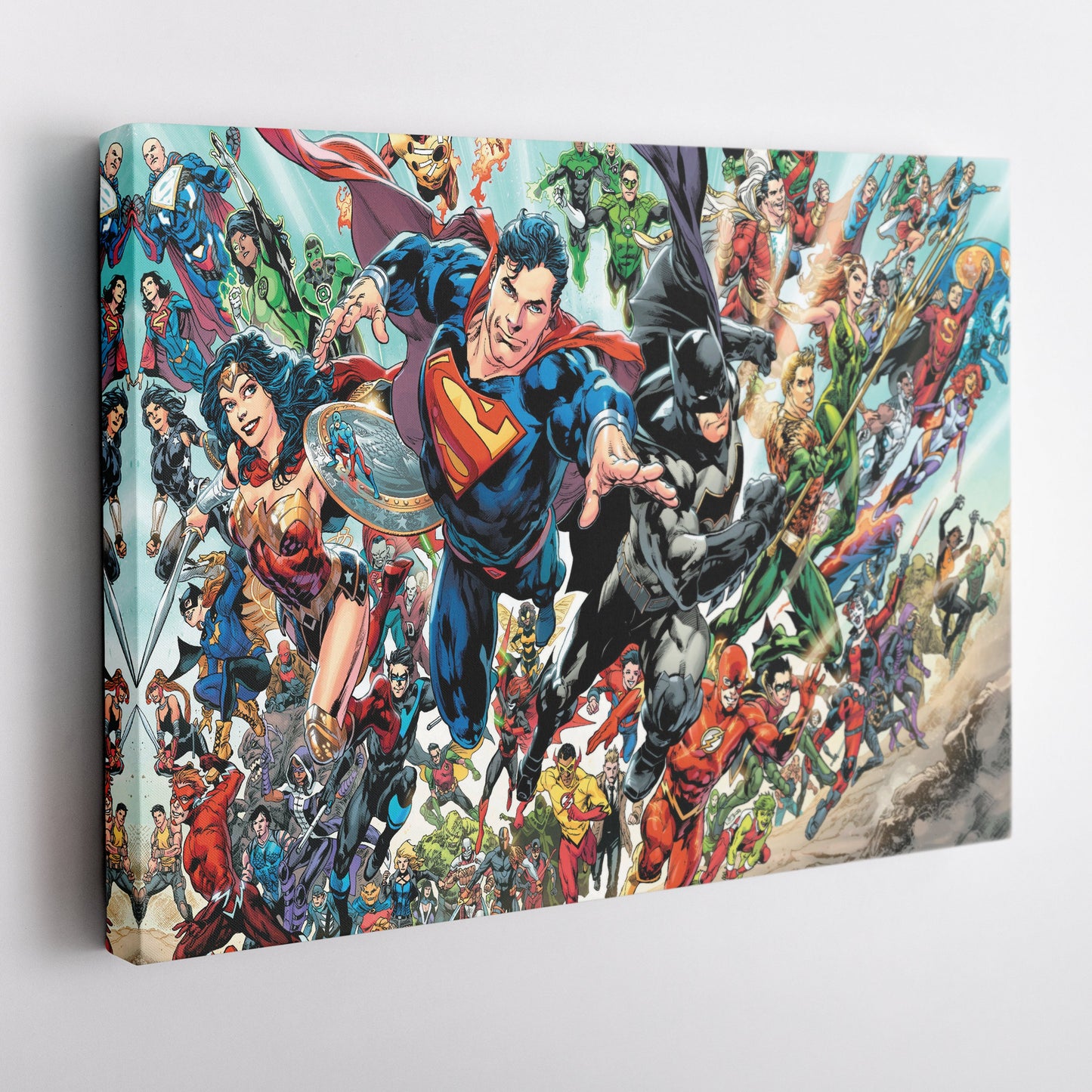 DC Superheroes Canvas Wall Art – Comics Print for Kids Room