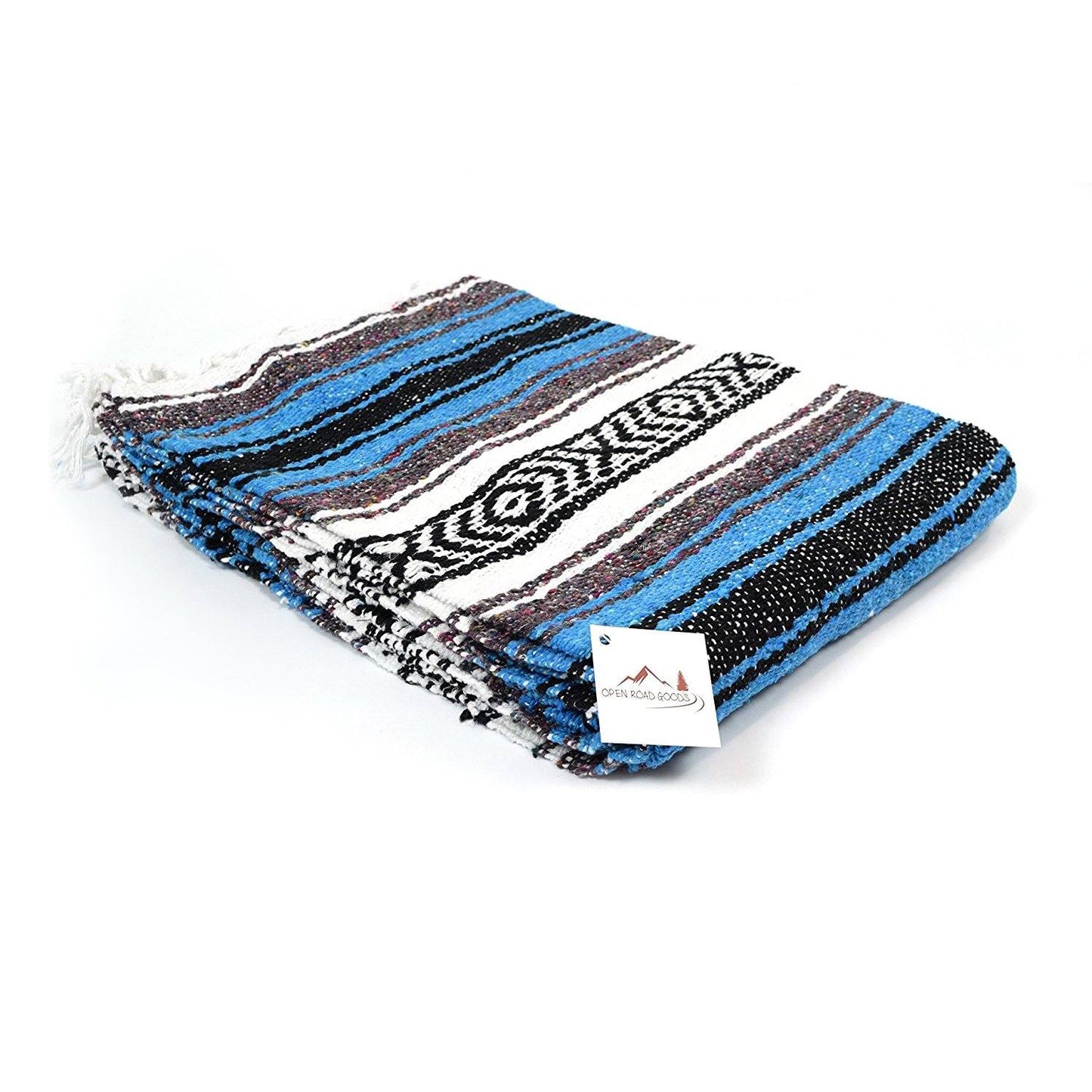 Bright Blue Mexican Falsa Blanket - Concordia Style Boutique