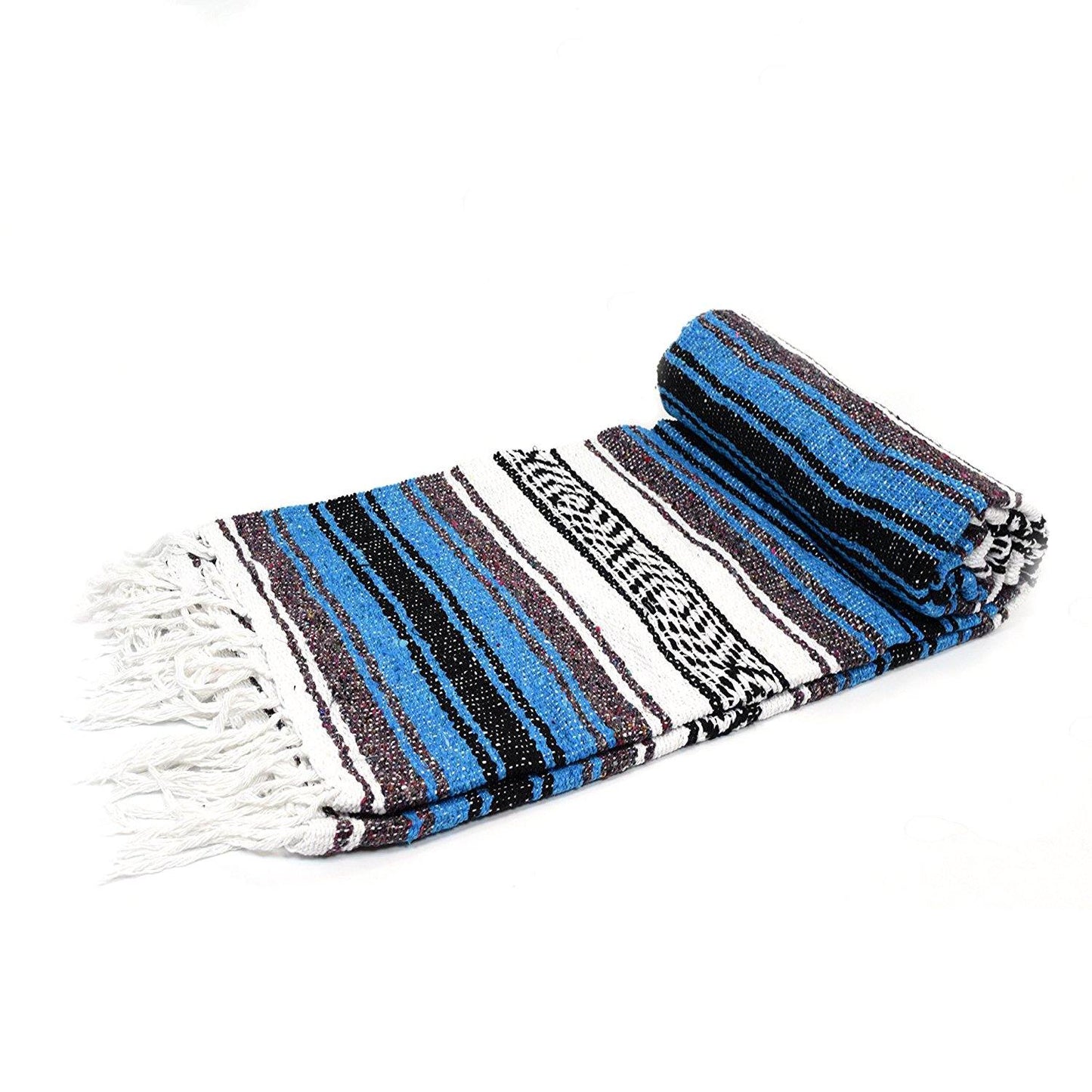 Bright Blue Mexican Falsa Blanket - Concordia Style Boutique