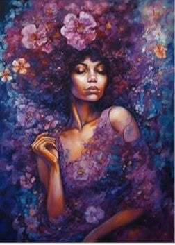 Purple African Queens - Set of 5 Decoupage Wood Wall Panels