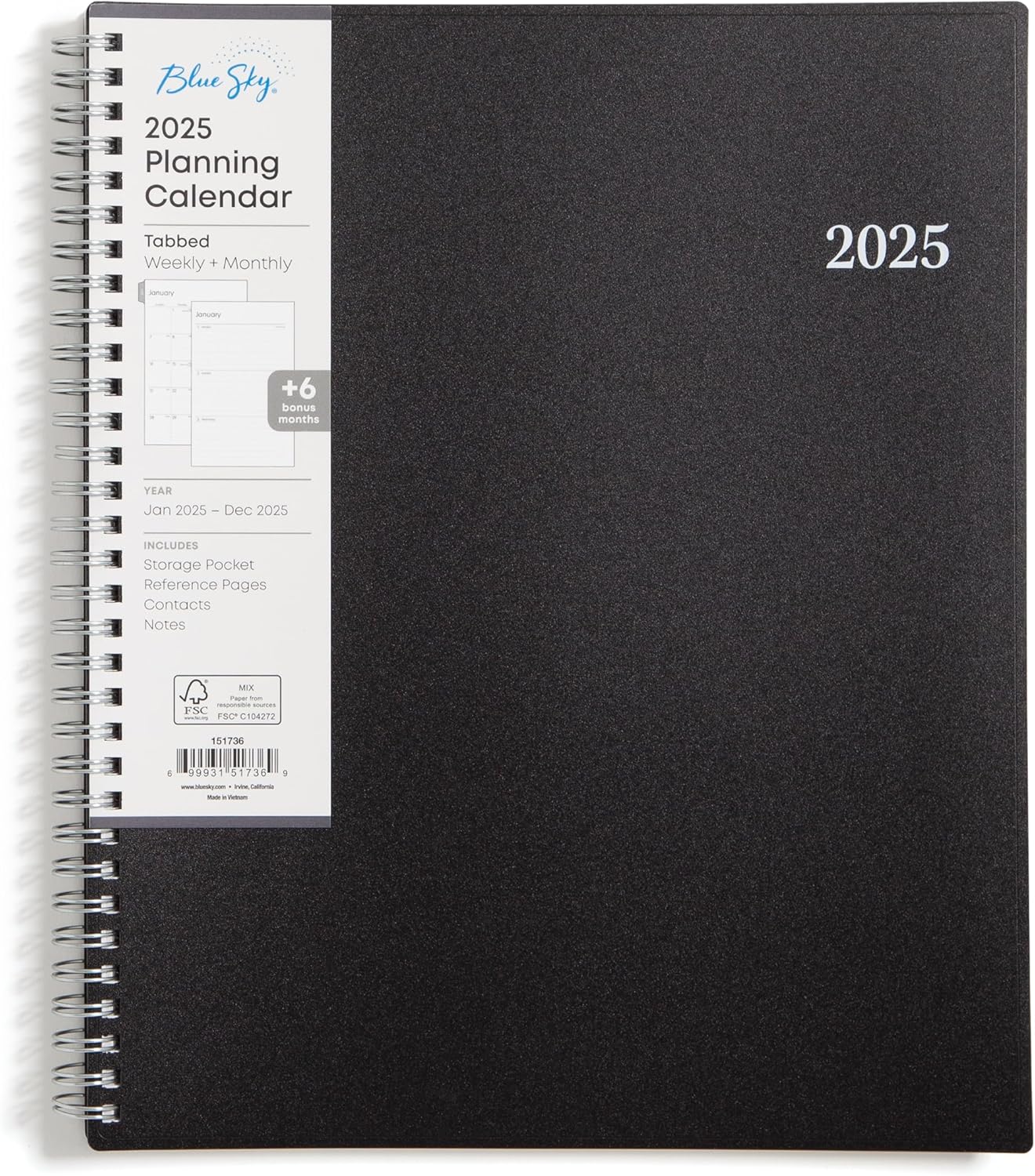 Blue Sky 2025 Weekly and Monthly Planner Calendar, January - December, 8.5" x 11", Flexible Cover, Laminated Tabs, Wirebound, Storage Pocket, Enterprise - Premium Planners from Concordia Style Boutique - Just $17.93! Shop now at Concordia Style Boutique