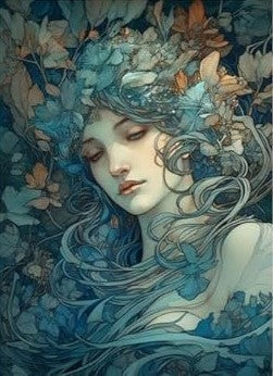 Blue Ladies of the Lake-Set of 8 Decoupage Wood Wall Panels