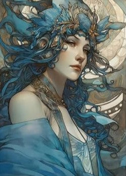 Blue Ladies of the Lake-Set of 8 Decoupage Wood Wall Panels