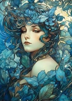 Blue Ladies of the Lake-Set of 8 Decoupage Wood Wall Panels