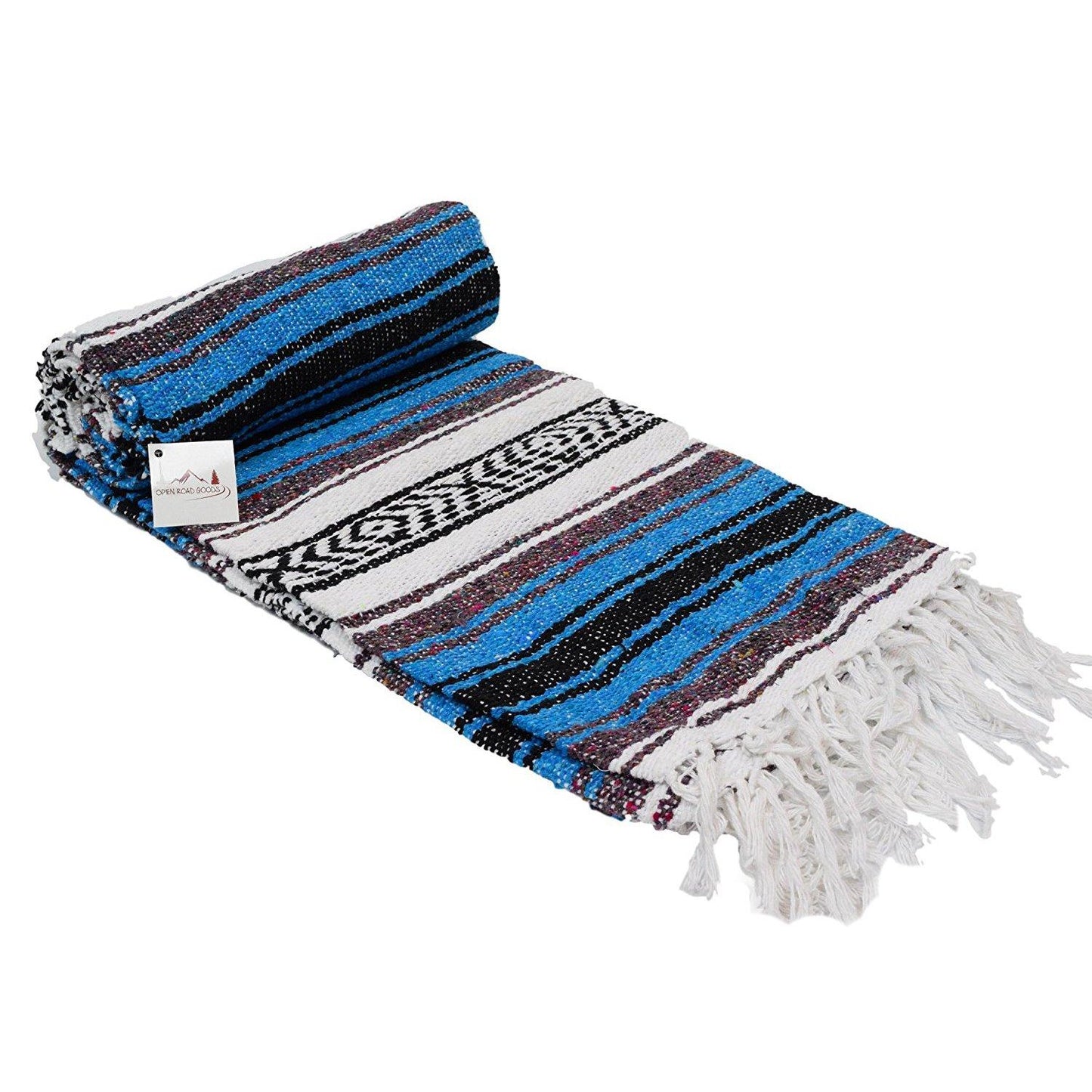 Bright Blue Mexican Falsa Blanket - Concordia Style Boutique