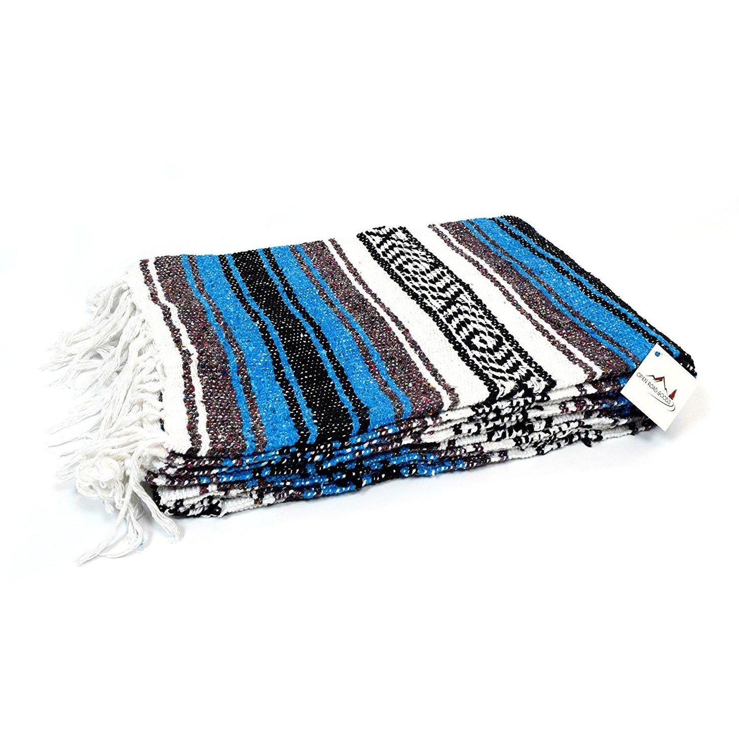 Bright Blue Mexican Falsa Blanket - Concordia Style Boutique
