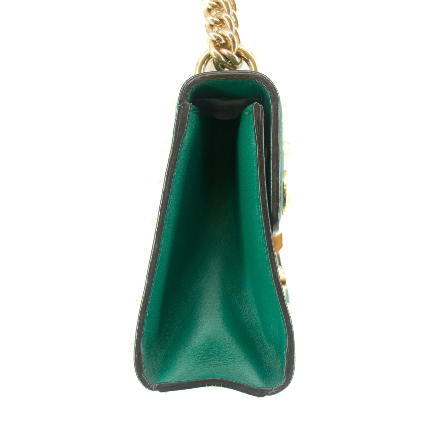 Gucci Small Pearl Studded Padlock Crossbody Bag Green #9219