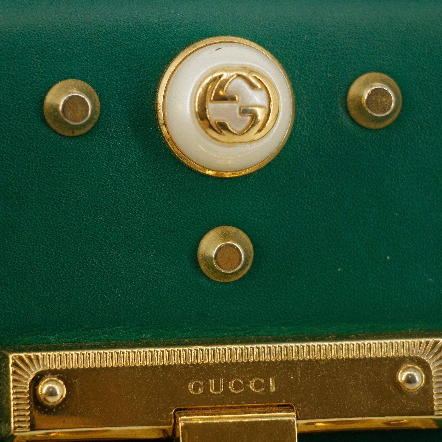Gucci Small Pearl Studded Padlock Crossbody Bag Green #9219