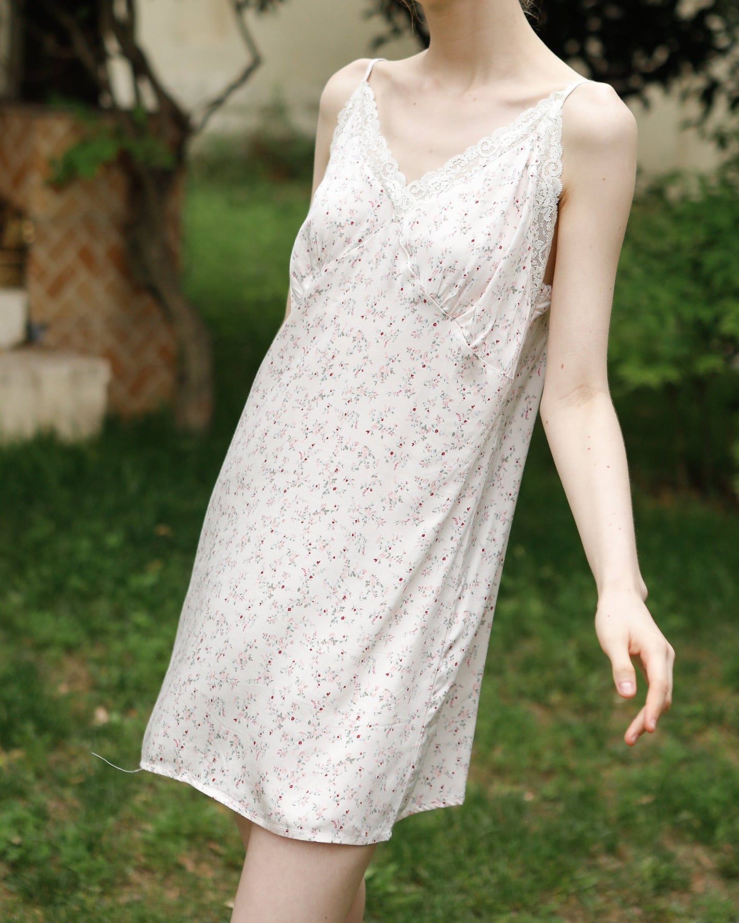 Fresh Floral Nightgown Pajama Dress / Pink Floral