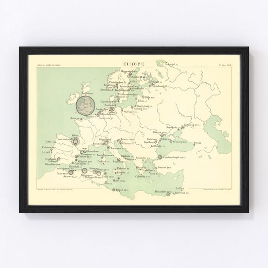Vintage Europe Map 1886 - Concordia Style Boutique