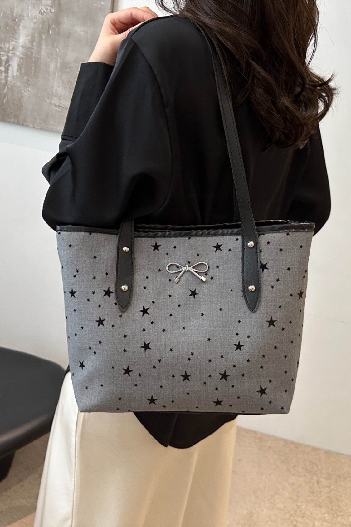 Bow Trim Polyester Tote Bag - Concordia Style Boutique