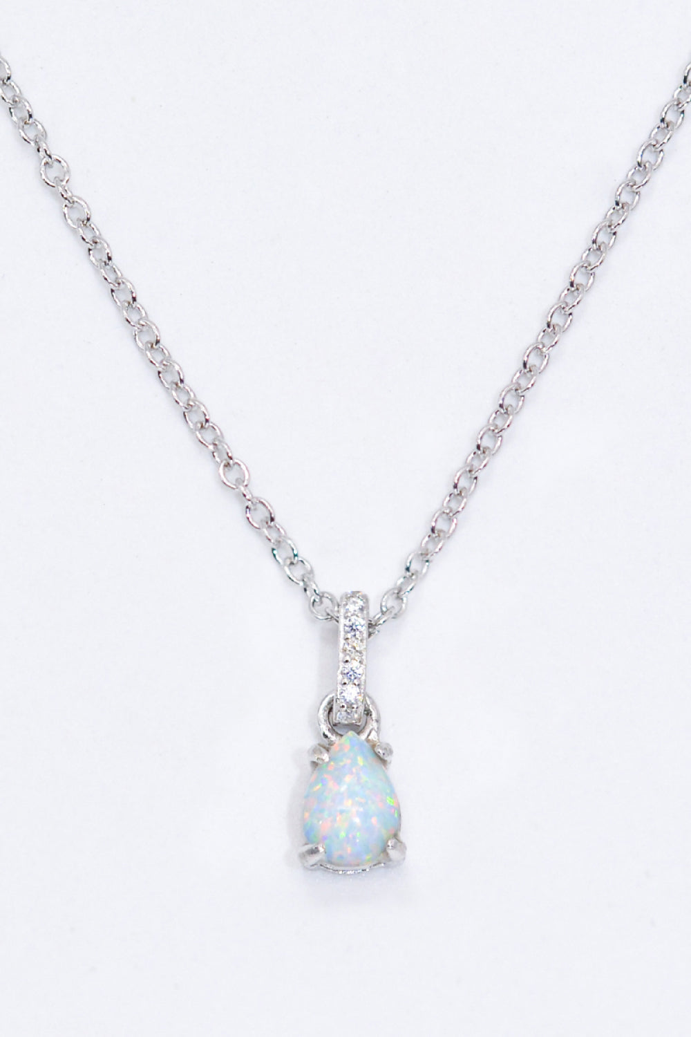 Opal Pendant 925 Sterling Silver Chain-Link Necklace - Concordia Style Boutique