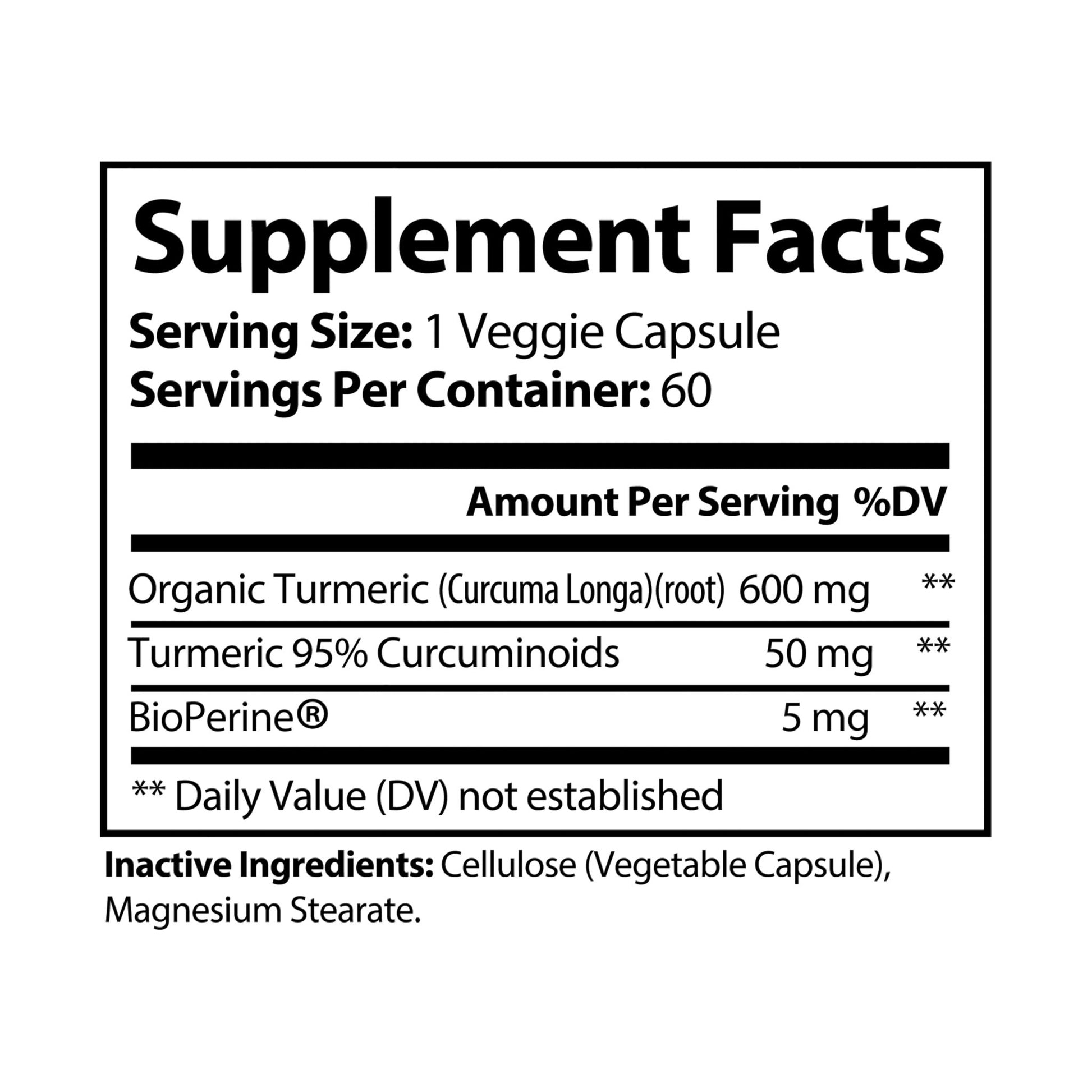 Turmeric with BioPerine® (Black Pepper Fruit Extract) Supplement (60 Capsules) - Premium Food Supplements from Concordia Style Boutique - Just $18.73! Shop now at Concordia Style Boutique