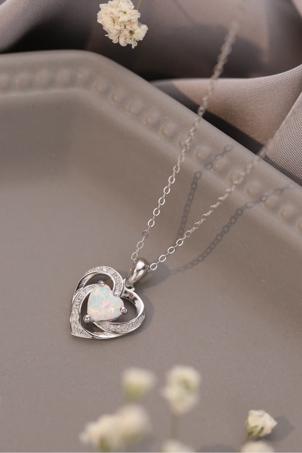 Opal Heart Pendant Necklace - Concordia Style Boutique