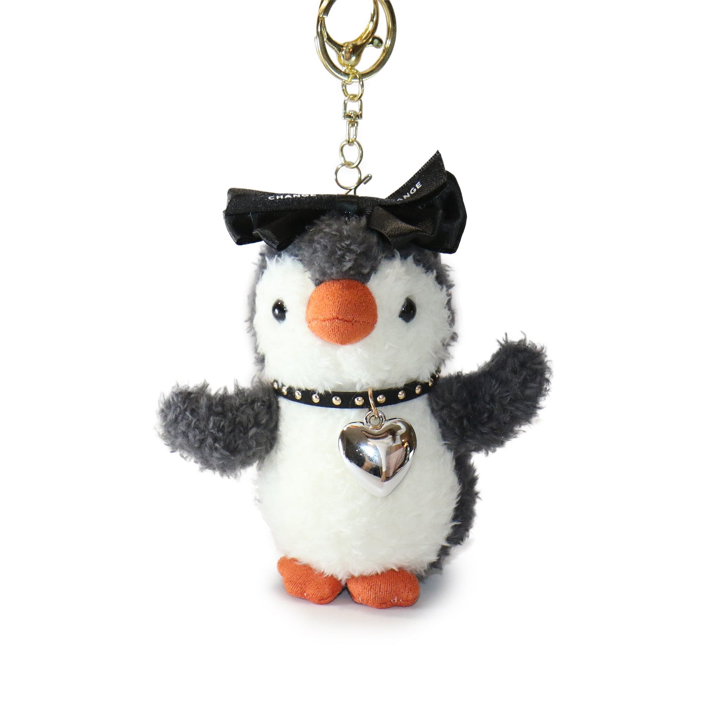 4-inch Fritter Penguin white Black Bow and Heart Charm