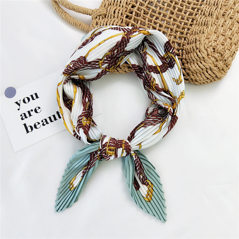 Desert Travel Pleated Small Square Towel -  Silk Scarf French Scarf - Premium scarf from Concordia Style Boutique - Just $13.78! Shop now at Concordia Style Boutique