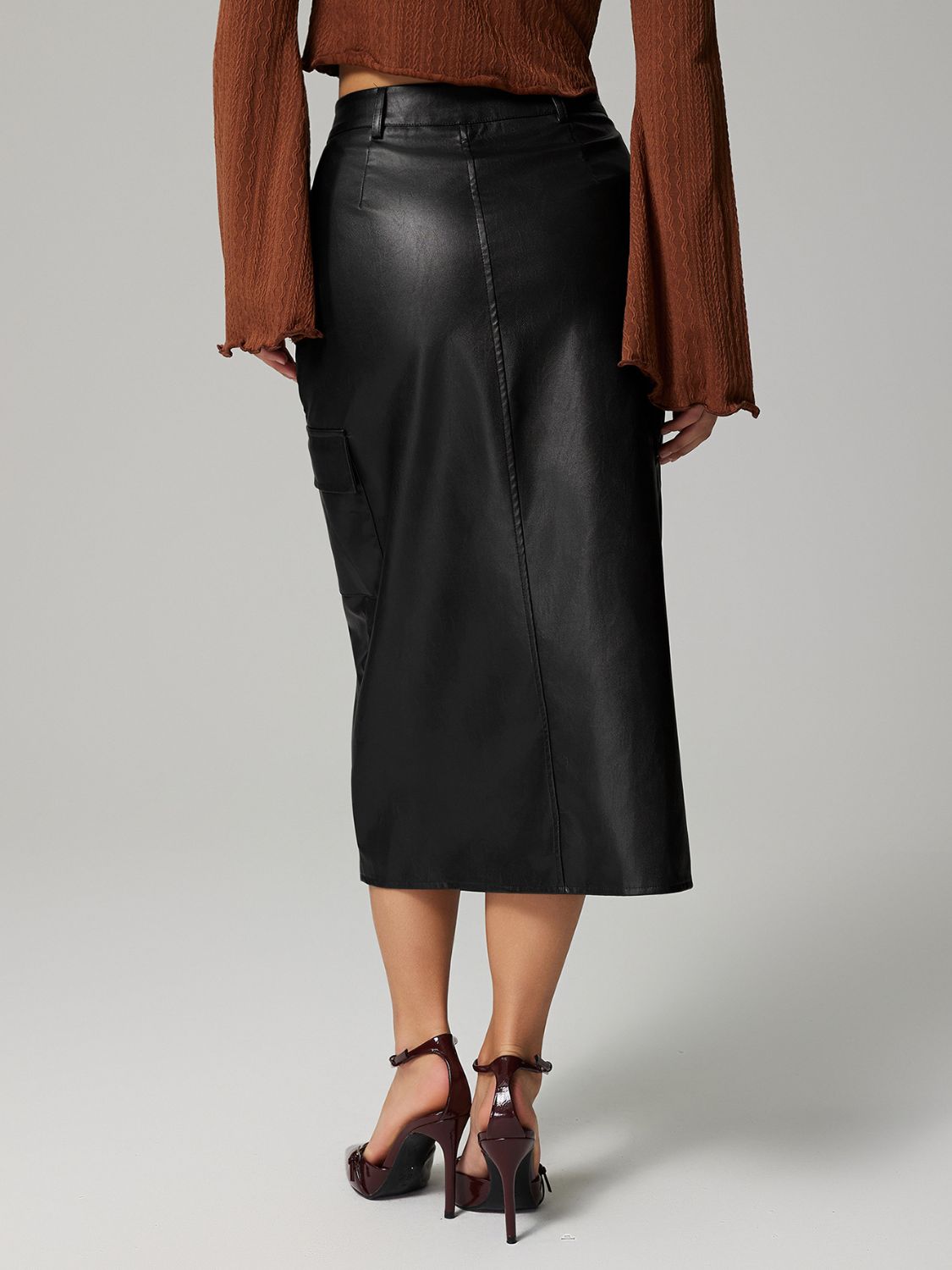 Slit Midi Skirt with Pockets - Premium Midi Skirt from Concordia Style Boutique - Just $36.72! Shop now at Concordia Style Boutique