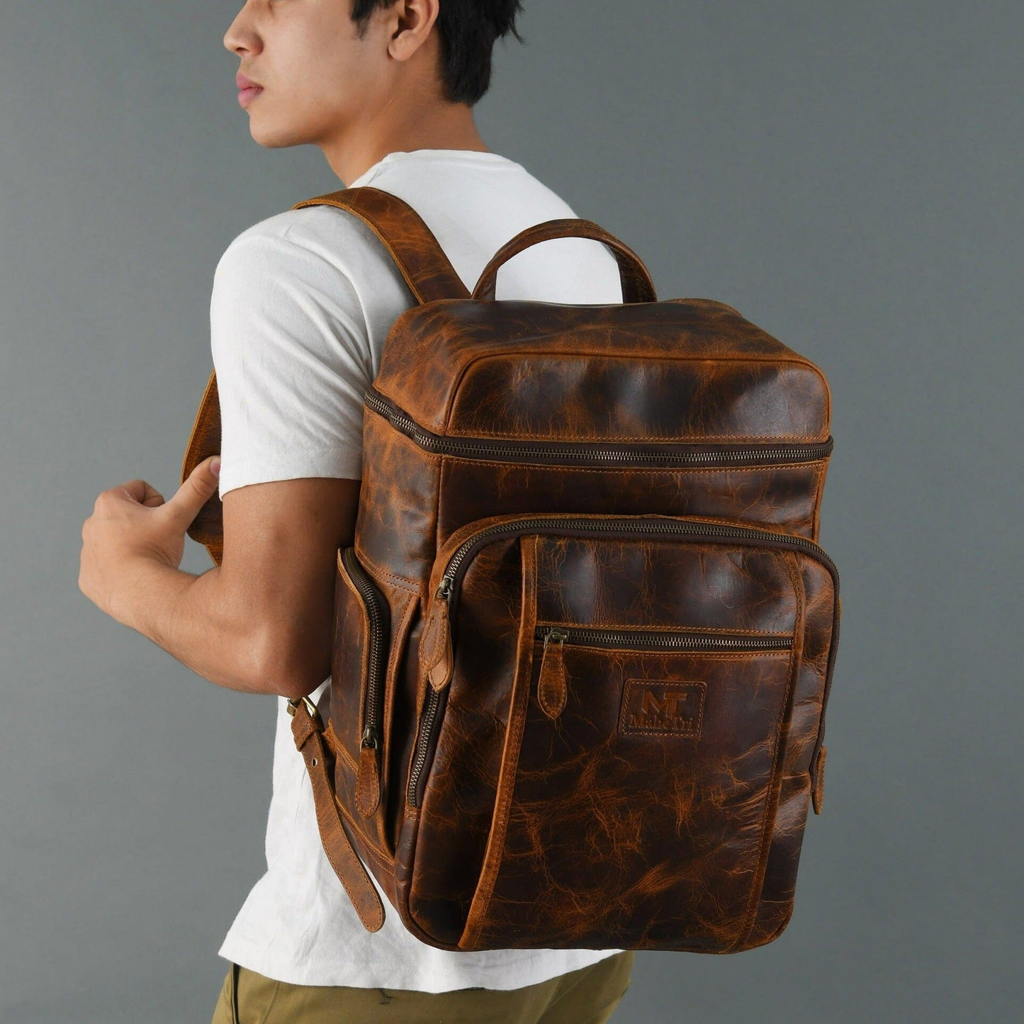Alpha Caramel Buffalo Leather Travel Backpack - Concordia Style Boutique