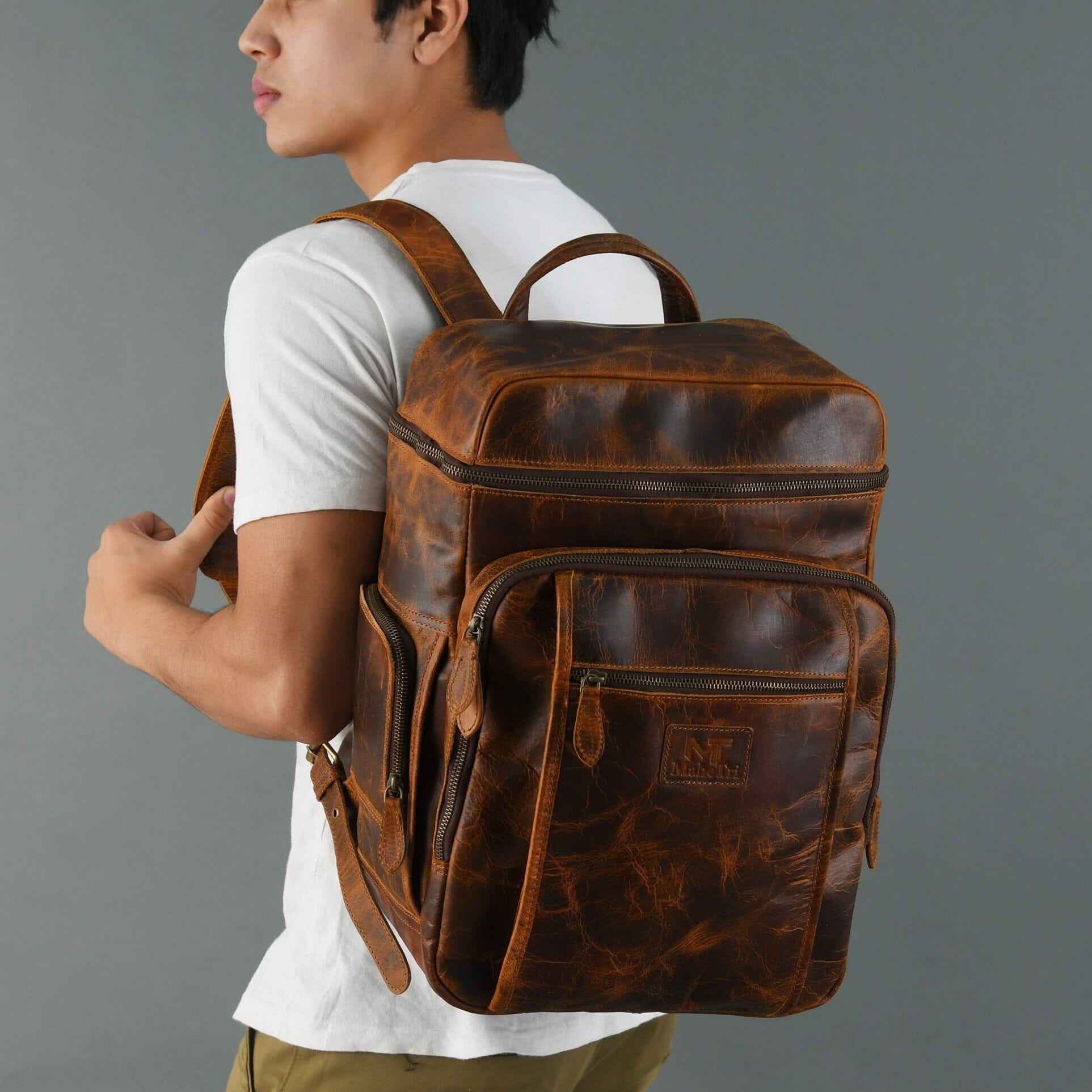 Alpha Caramel Buffalo Leather Travel Backpack - Concordia Style Boutique
