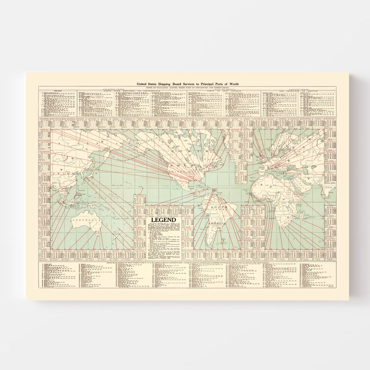 Shipping Map of the World, 1923 - Concordia Style Boutique