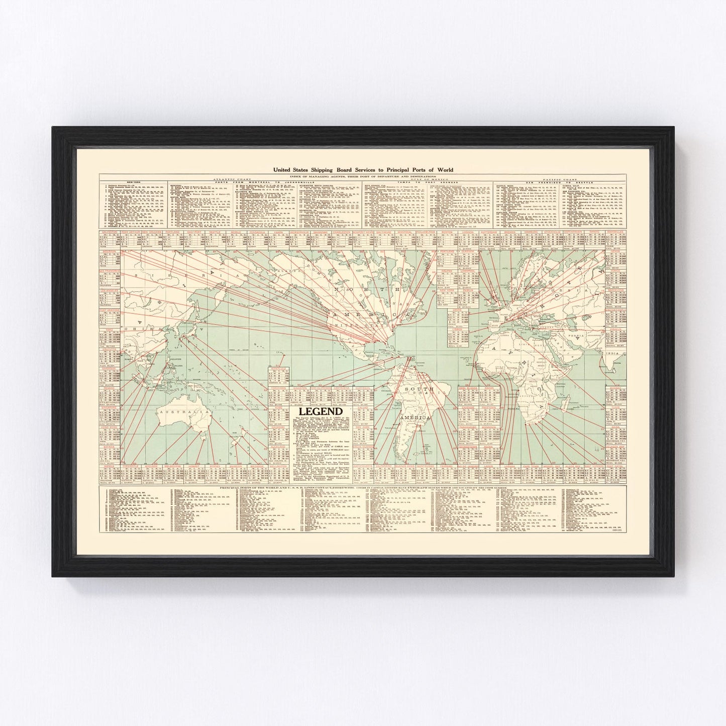 Shipping Map of the World, 1923 - Concordia Style Boutique