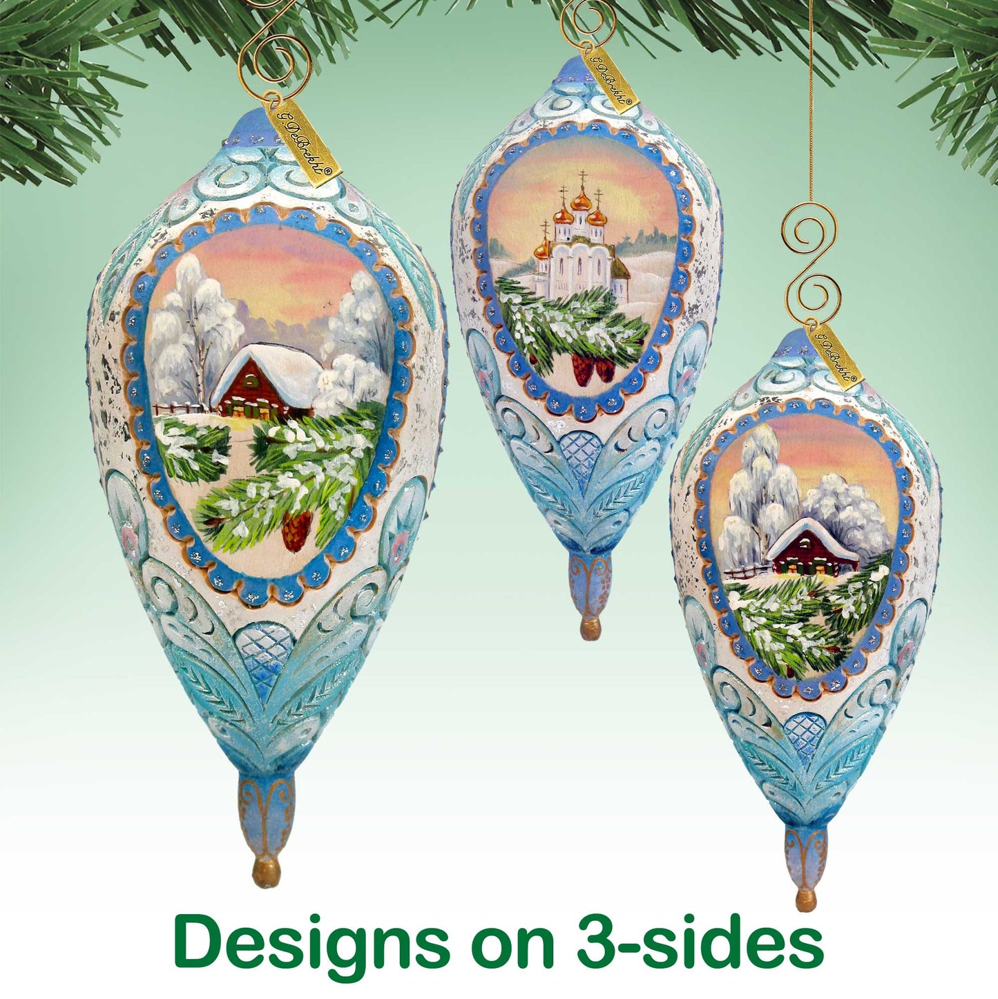 Winter Cottage Sculpted Ornament by G. DeBrekht - 621141
