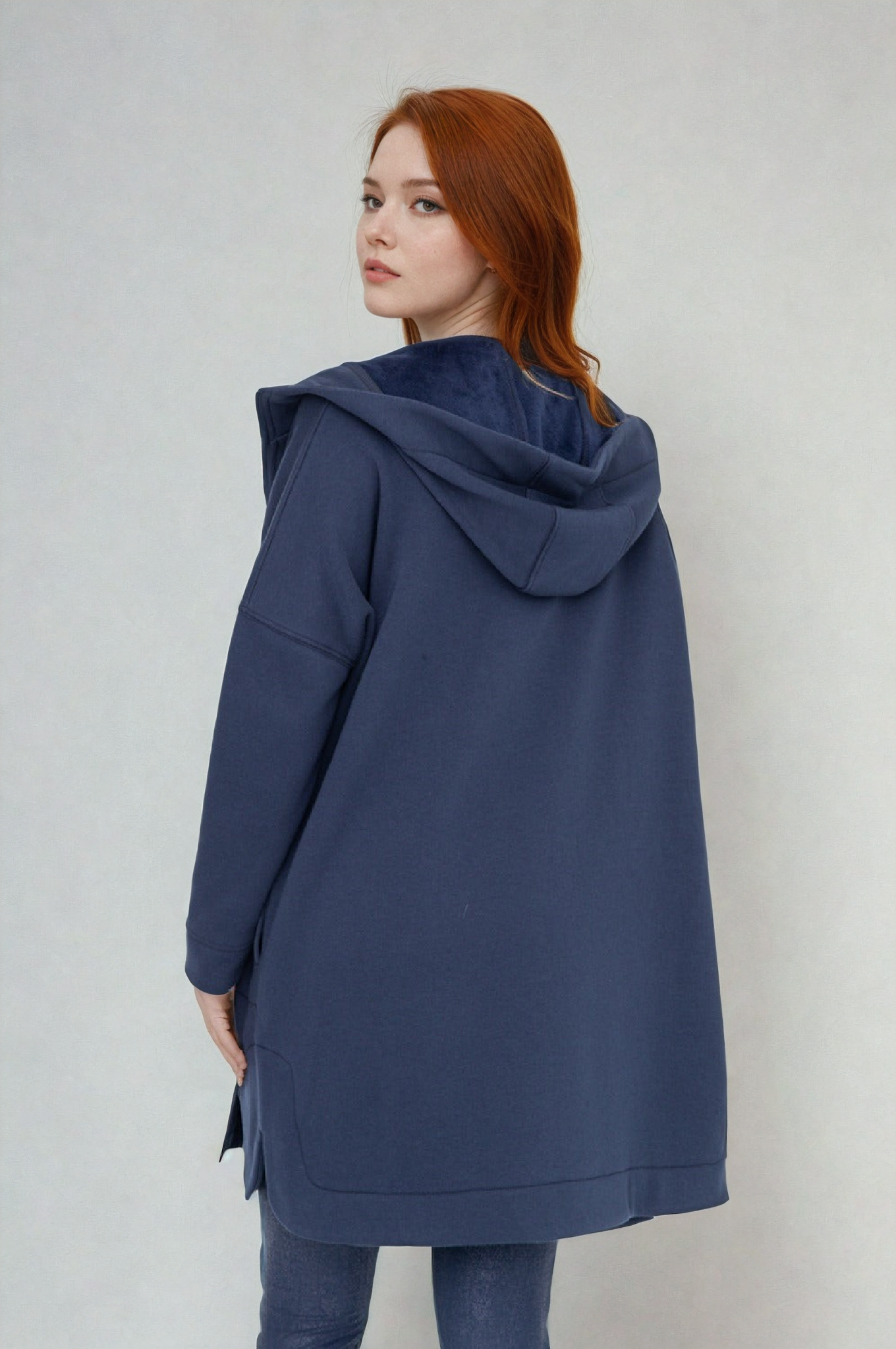 Cozy Comfort  Zip Up Hoodie Jacket  Teal Navy